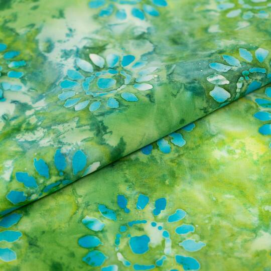 SINGER Batik Lime Green Sunflower Cotton Fabric